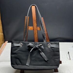 Elegant Black Tote with Chevron Accents